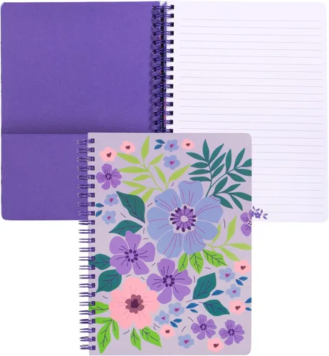 Miniatura 34 de Steel Mill & Co - Cuaderno de espiral mini lindo, 8.25" x 6.25", diario con tapa dura y 160 páginas forradas, diseño floral naranja Anaranjado floral