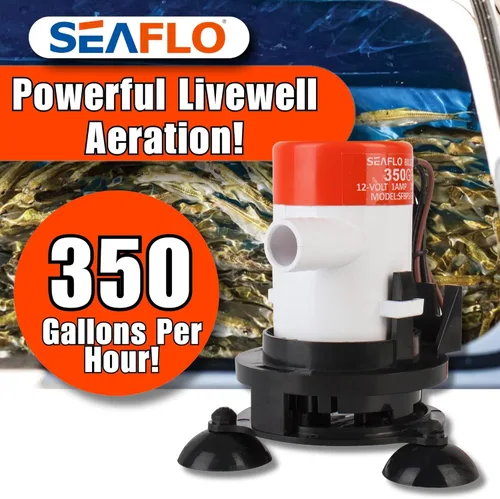 Miniatura 6 de SEAFLO Kit de bomba de aireación Livewell portátil serie 09 – 12 V, 350 GPH, sumergible, cabezal rociador ajustable, funcionamiento silencioso