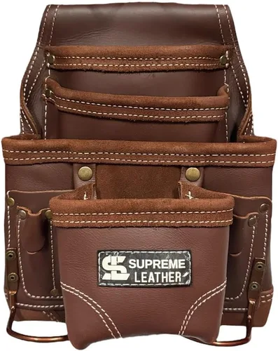 Miniatura 8 de Bolsa de herramientas de cuero Supreme Leather para construcción, bolsa de herramientas de carpintero, bolsa para electricista 10 bolsillos, 2