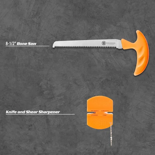 Miniatura 5 de KNINE OUTDOORS Juego de Cuchillos para Caza de Venado Kit de Preparación en Campo Juego de Procesador de Caza Portátil Mango de Camuflaje Arce Rojo