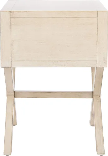 Miniatura 7 de SAFAVIEH Muebles - Mesita de noche Sadie de 1 cajón - Antiguo y blanco - Madera - Diseño de herrajes dorados glamorosos - Ideal para dormitorio, 19