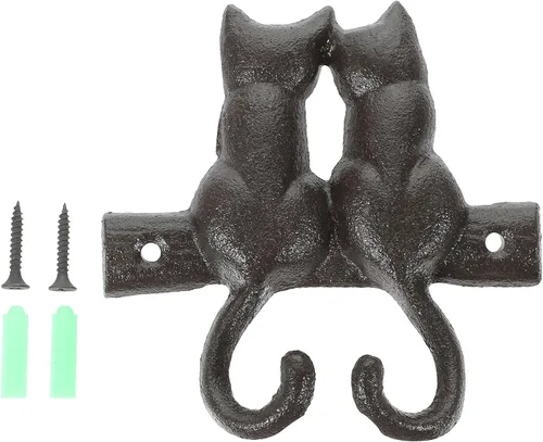 Housoutil Gancho de sombrero y abrigo en forma de gato de estilo retro de hierro para el hogar montado en la pared colgante decorativo