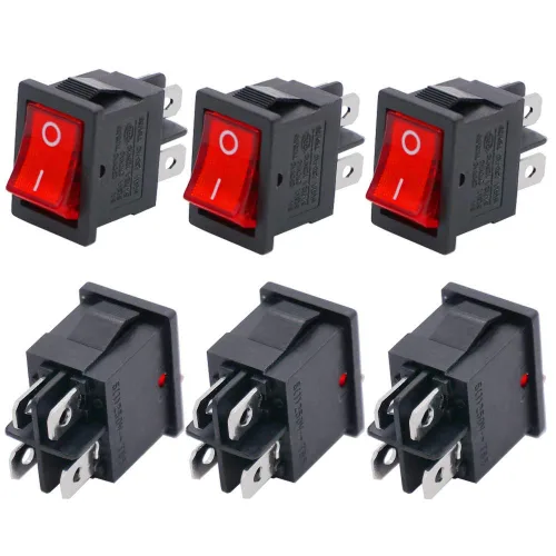 Miniatura 11 de Twidec Interruptor basculante de 3 pines 3 posiciones ON/OFF/ON AC 6A/125V 10A/250V SPDT Coche Barco Negro Interruptor basculante palanca KCD1-5-103