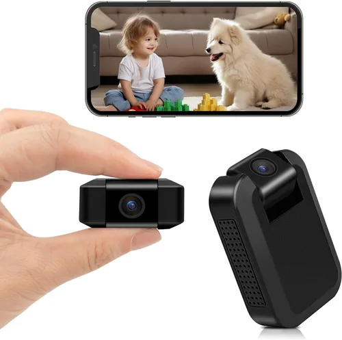 DUVIX Mini cámara WiFi cámara oculta 1080P HD pequeña cámara de vigilancia inalámbrica con lente giratoria de 180° detección de movimiento visión