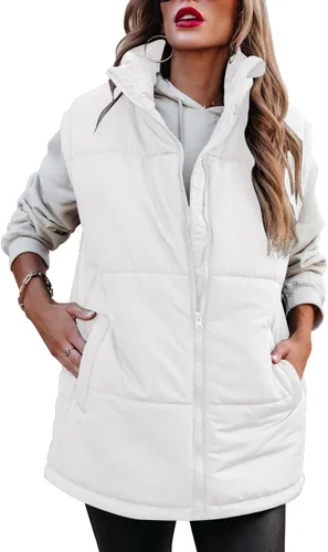Danedvi Chaleco acolchado sin mangas para mujer, con cremallera, cuello alto, con bolsillos, para exteriores