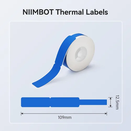 Miniatura 2 de Cinta para hacer etiquetas azul NIIMBOT para D11/D110/D101, 0.49" x 4.29" (12.5mm x 109mm), cinta de etiquetas térmica para reemplazo de cinta