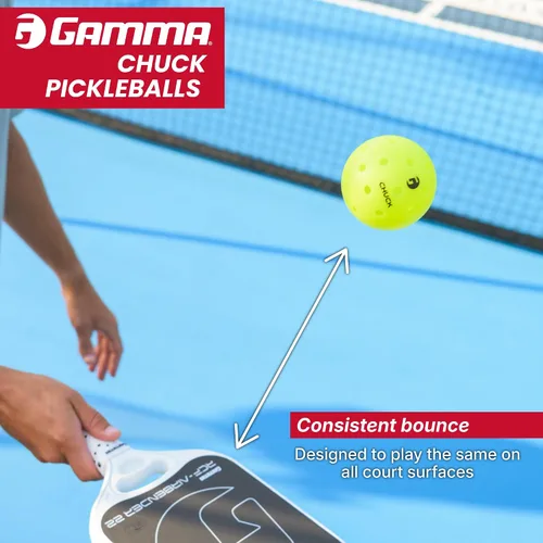 Miniatura 4 de GAMMA Chuck Pickleballs para jugar al aire libre, diseño simétrico de 38 agujeros, bola oficial de DUPR y NPL, aprobada por USAPA para juego
