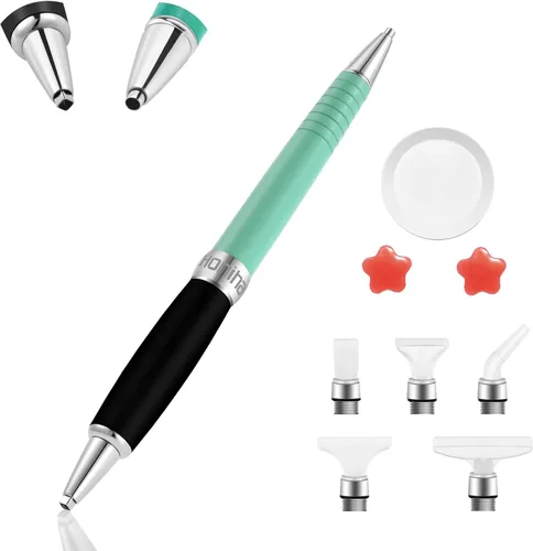 Bolígrafo de arte cuadrado de diamante, bolígrafos ergonómicos de metal con cabezales de taladro cuadrados y redondos, además de puntas multiplacer,