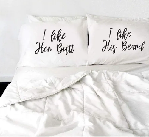 Miniatura 2 de Fundas de almohada con texto en inglés "I Like Her Butt, I Like His Bear", juego de fundas de almohada para parejas, funda de almohada larga