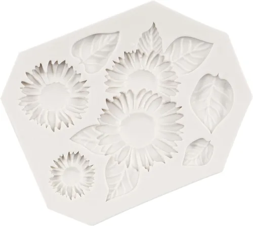 Miniatura 7 de Moldes de silicona de girasol para fondant de hojas de girasol para decoración de pasteles de caramelo de chocolate, decoración de cupcakes, pasta