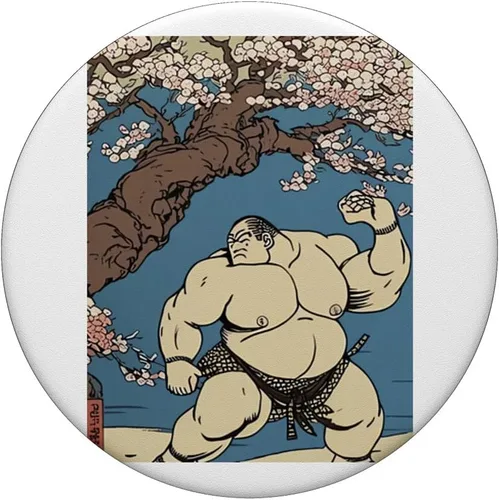 Miniatura 3 de Sumo Wrestling Under Cherry Blossom CaptivatingPainting PopSockets Swappable PopGrip