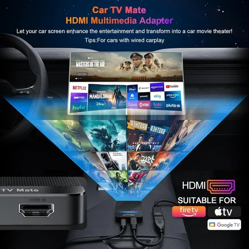 Miniatura 2 de Adaptador multimedia HDMl para Fire TV Stick/Google T V Sticks/consolas de juegos/lanzadores de pantalla, adaptador Carplay T V 2 en 1 con puerto
