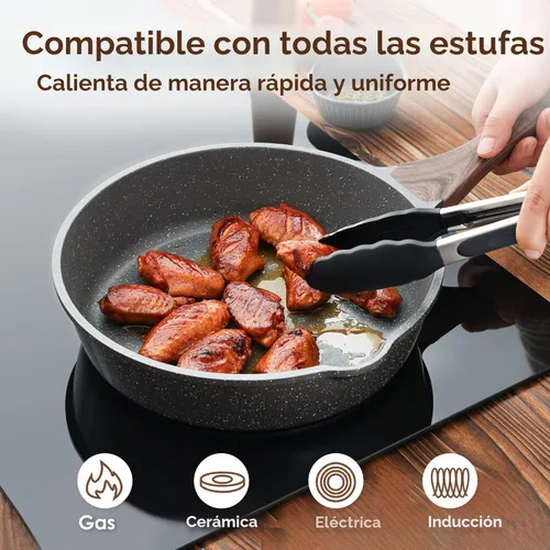 Miniatura 3 de SENSARTE Sartén Antiadherente, Sartén Profunda para Freír de 10/11/12 pulgadas, Sartén para Saltear con Tapa, Mango que se Mantiene Frío, Batería
