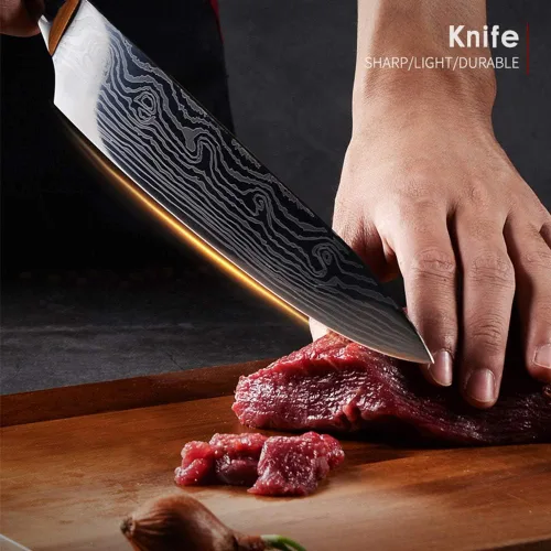 Miniatura 2 de Cuchillo de chef profesional, cuchillo de cocina profesional de 8 pulgadas, cuchillo alemán de acero inoxidable de alto carbono con mango ergonómico