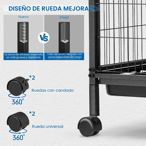 Miniatura 4 de HABUTWAY Jaulas de metal para animales pequeños de 45 pulgadas de alto, jaula de chinchilla rodante con rampas extraíbles, jaula Lagre