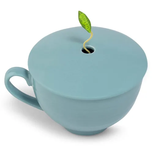 Miniatura 6 de Juego de regalo de té de 3 piezas de Tea Forte Wellbeing; incluye taza de té con tapa en color azul claro, bandeja de té y 10 bolsas de infusor