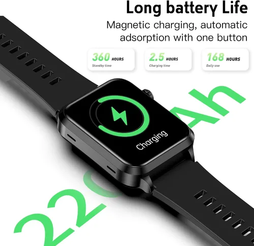Miniatura 6 de Yowow BIT Reloj inteligente de presión arterial con brazalete de aire con bolsa de aire, pantalla a color IPS de 1.92 pulgadas, monitor de salud
