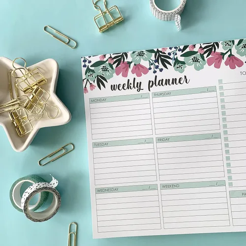 Miniatura 6 de Bloc de agenda semanal, 52 hojas tamaño carta desprendibles, 8.5” x 11” agenda semanal sin fecha, planificador de escritorio, bloc de notas