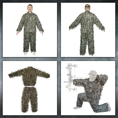 Miniatura 7 de QuikCamo Mossy Oak 3D Leafy Camo Ghillie Suit - Breathable Quiet Mesh, Snaps and Zippered Pockets for Turkey Hunting