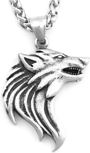 Colgante de lobo Fenrir vikingo, regalo para hombres y mujeres, cadena de acero inoxidable, amuleto de plata potente talismán