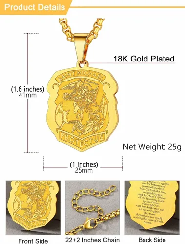 Miniatura 186 de U7 Saint Benedict/Michael Medal Necklace, 316L Stainless Steel Virgin Mary Necklace for Men Women, Bible Verse Protection Necklace Catholic
