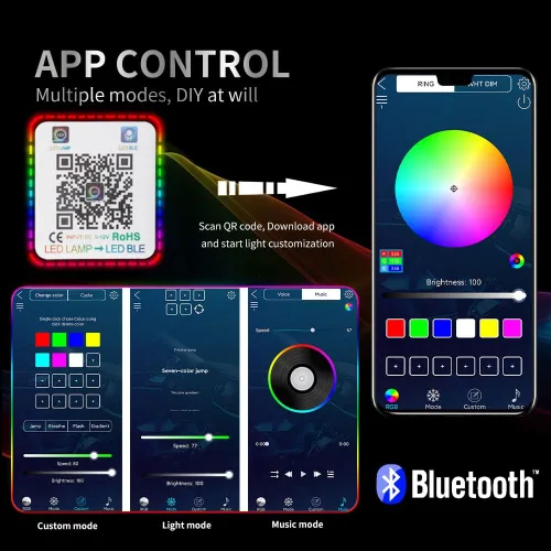 Miniatura 3 de Luces LED universales 4 en 1 con control de aplicación, kit de luz de atmósfera RGB DIY repuesto para Tacoma TRD 2016-2019 parrilla delantera/DRL