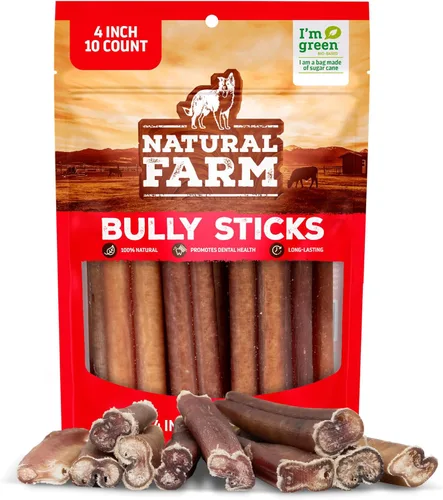 Miniatura 25 de Natural Farm Bully Sticks, sin olor, (6 pulgadas, 12 onzas), empaquetados por peso, masticables 100% de pene de toro, alimentados con pasto