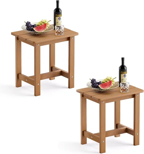 Miniatura 20 de LUE BONA - Mesa auxiliar para exteriores, mesa pequeña de exterior HDPS, mesa auxiliar Adirondack, mesa auxiliar de exterior para patio, porche