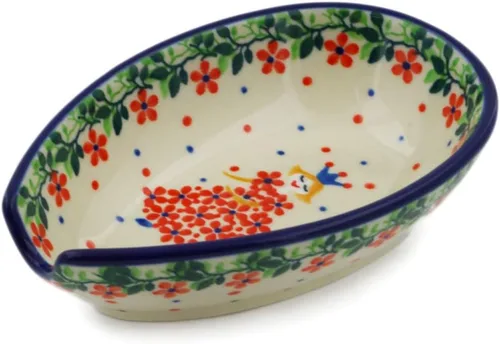 Miniatura 13 de Auténtico soporte de cuchara de cerámica polaca en diseño de amapolas azules hecho a mano en Bolesławiec Polonia por Ceramika Artystyczna +