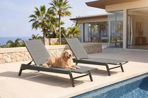 Miniatura 14 de PURPLE LEAF Sillones de día al aire libre con cojín para tomar el sol, tumbonas reclinables para bronceado, juego de 2, aluminio, para patio