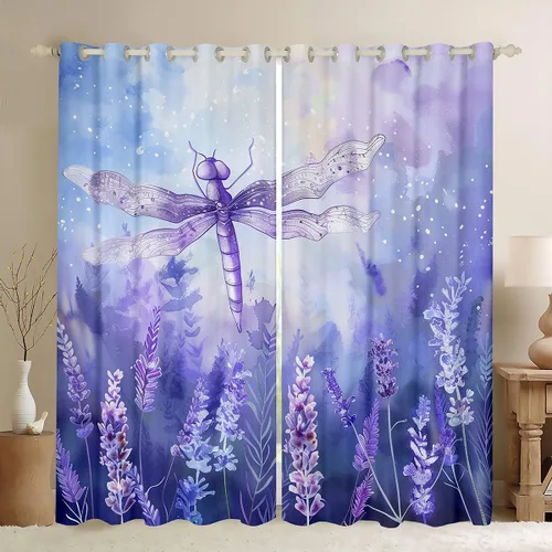 Miniatura 17 de Erosebridal Cortinas y cortinas ligeras de mariposas azules para niños y niñas, hojas de eucalipto para sala de estar, dormitorio, jardín, vida Azul