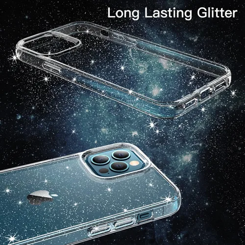 Miniatura 3 de JETech Funda con purpurina para iPhone 12 Pro Max, 6.7 pulgadas, brillante a prueba de golpes, bonita y brillante para mujeres y niñas (transparente)