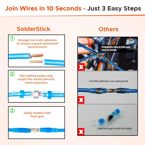 Miniatura 4 de Kit de Conectores de Cable de Sellado de Soldadura Impermeables, Conectores de Cable Termorretráctiles de Empalme de Alambre con Aislamiento