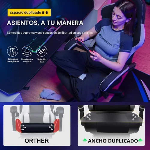 Miniatura 3 de GTPLAYER Silla Gaming, Silla de Oficina para Computadora con Cojín de Resorte de Bolsillo, Reposabrazos de Conexión y Reposapiés, Silla Ergonómica