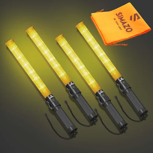 Miniatura 19 de 2 Piezas Varitas de Tráfico de Señalización de 21 Pulgadas con 3 Modos Intermitentes y 6 Luces LED, Bastón de Seguridad de Tráfico con Clip Lateral