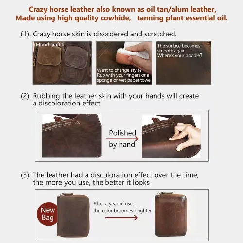 Miniatura 7 de Hojas de Cuero Genuino para Herramientas de 1.8-2.0MM de Grosor Cuero Genuino de Grano Completo Superior Bronceado al Aceite Crazy Horse Hojas