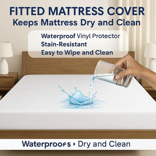 Miniatura 2 de Protector de colchón de plástico de vinilo estilo sábana ajustable cubierta de colchón impermeable transpirable - Protección contra mojar la cama