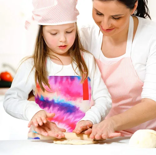 Miniatura 5 de Fiodrimy Delantales para niños, delantal artístico para niñas, niños, delantal de pintura con bolsillos ajustables para cocinar, hornear y cocinar