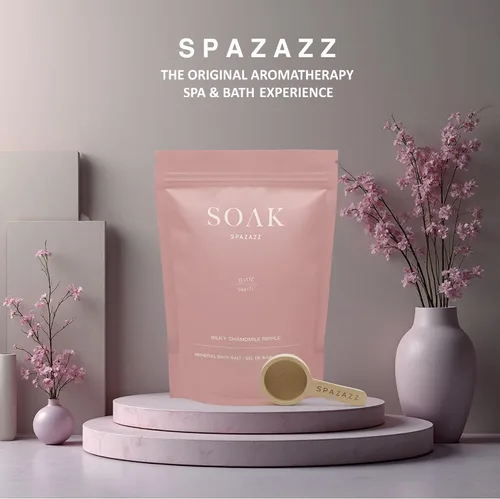 Miniatura 8 de Spazazz Sales de baño de sal del mar muerto – Sales de baño de aromaterapia con ondas de manzanilla sedosas – 33.3 onzas de sales naturales del mar