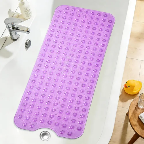 Miniatura 45 de Tapete de ducha negro antideslizante de 17 x 30 pulgadas, tamaño estándar, tapete de baño de burbujas suaves para ducha interior, tapete de baño