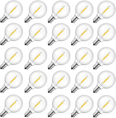 Brightown Candelabra - Lote de 25 bombillas G40 con rosca, luz clara, con forma de globo Luz LED