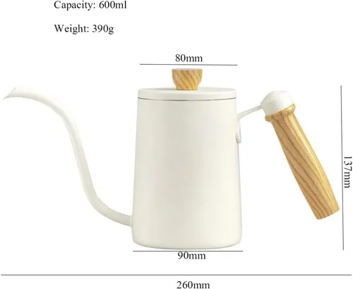 Miniatura 7 de Hervidor de cuello de cisne, 20.3 fl oz, hervidor de café con mango anti-calor, acero inoxidable antioxidante con diseño de boquilla de flujo