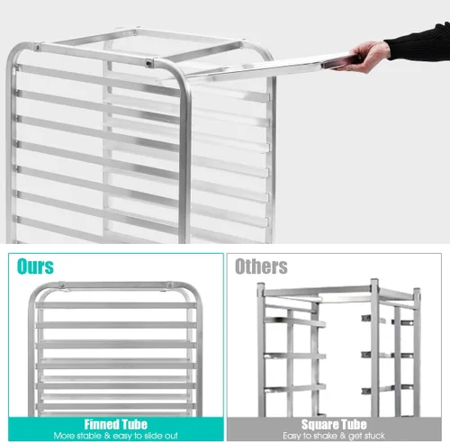 Miniatura 2 de ReunionG Estante para panecillos de 10 niveles, estante para panadería con 2 ruedas bloqueables, carrito de refrigeración de almacenamiento