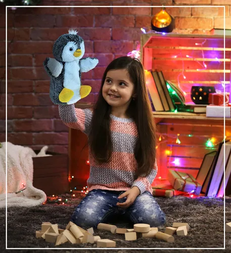 Miniatura 4 de DolliBu - Marioneta de peluche de pingüino para niños, juguete de marionetas de mano suave para juegos de espectáculos de marionetas, teatros