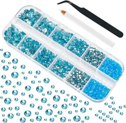 Miniatura 11 de Juego de 4010 diamantes de imitación dorados champán para arte de uñas, diamantes de imitación de parte trasera plana, dijes dorados para uñas, 6