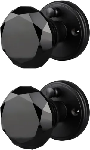 Miniatura 30 de Balin Designs - Perilla de puerta de cristal negro con cerradura, juego de perillas de puerta de vidrio para privacidad interior, manija decorativa