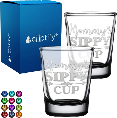 Miniatura 25 de Cuptify Regalos para baby shower, para la nueva mamá, EST 2023, 2 onzas, con fondo negro, juego de 2 vasos grabados para fiesta, regalo