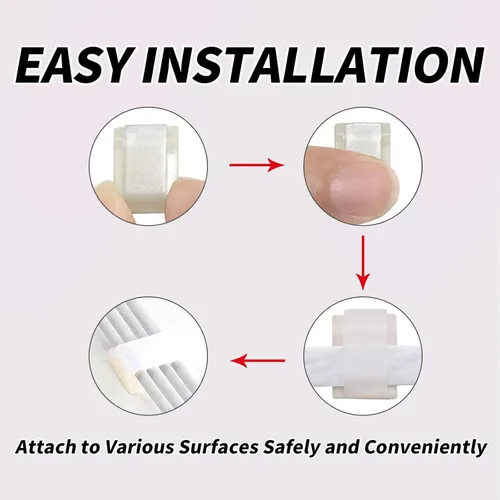 Miniatura 4 de 80 clips de montaje de tiras de luz LED para pared, soportes autoadhesivos, sujetadores para tiras de luz de 0.315 pulgadas de ancho, soporte