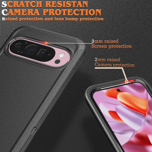 Miniatura 4 de Defender Series - Funda para Google Pixel 9 Pro XL, resistente y duradera, grado militar, a prueba de golpes, con protección de puerto, incluye