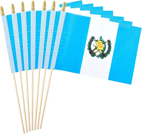 Miniatura 20 de Paquete de 12 banderas de Brasil en palos, pequeñas banderas de mano brasileñas para oficina, aula, vacaciones, decoración de fiestas